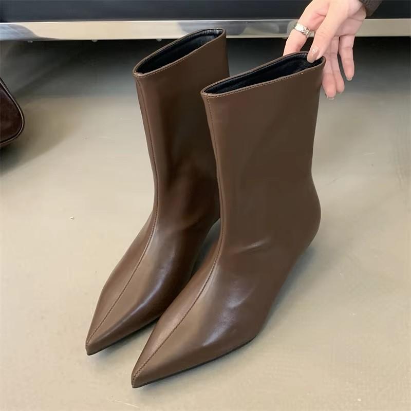 Winter Fashion Pointed Toe Women Ankle Boots Ladies SHort Modern Shoes Thin Low Heel Party Pumps Zapatos Mujer