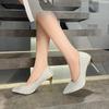 Fashion Spring Pointed Toe Denim Thin High Heels Lady Pumps Slip on Sexy Hot Woman Party Classics Office Shoes