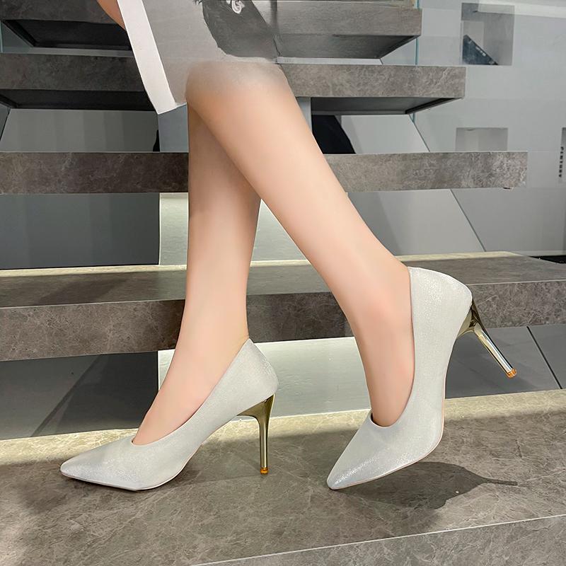 Fashion Spring Pointed Toe Denim Thin High Heels Lady Pumps Slip on Sexy Hot Woman Party Classics Office Shoes