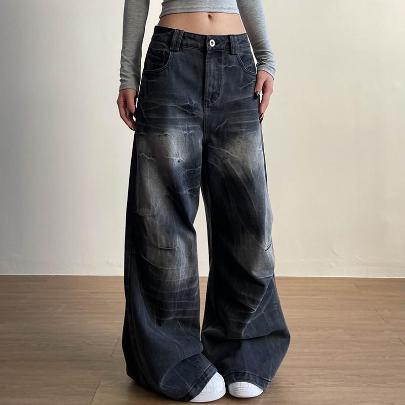 

Trendy American Distressed Wide-Leg Jeans for Men & Women XXL