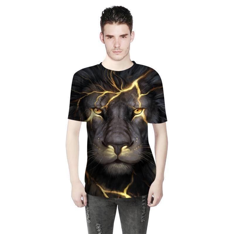 Trendy 3d Printed Lion And Tiger Men's T-shirt Comfortable Loose Fit Summer Wear
