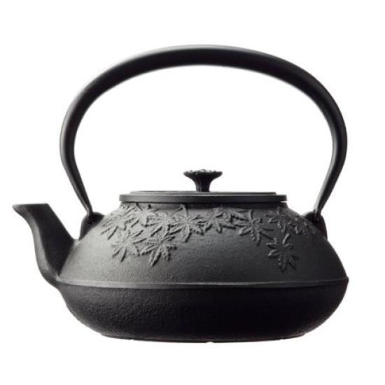 Nanbu Ironware Nambu Iron Kettle, Tea and Maple Leaf Design, 1.2 Liters