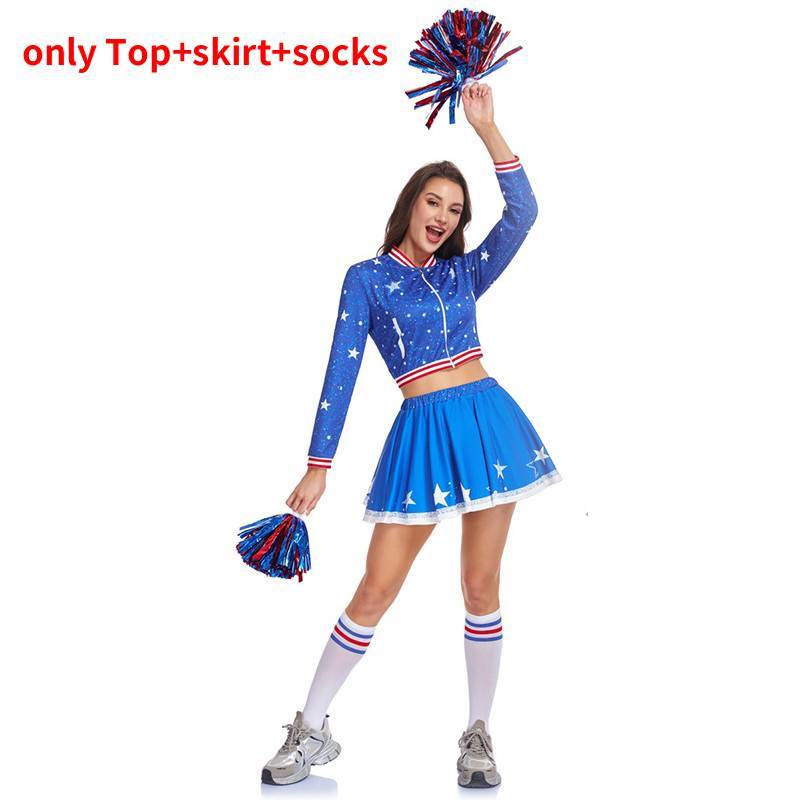 Halloween Cheerleader Costume Set With Polyester Fabric For Cosplay And Themed Events