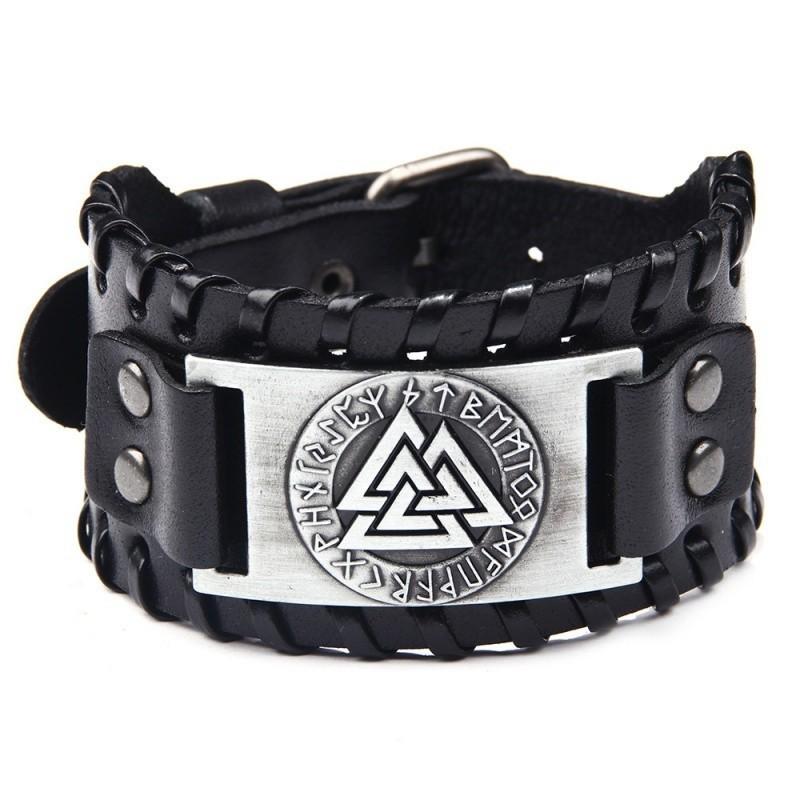 HNSP Wolf Rune Wrap Viking Leather Bracelet For Men Vintage Wide Bracelet Male  Accessory