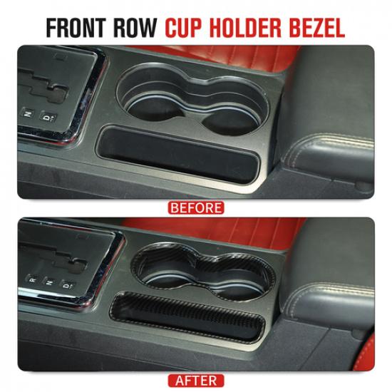 Car Front Water Cup Holder Panel Trim For Dodge Challenger 2009-14 Carbon Fiber