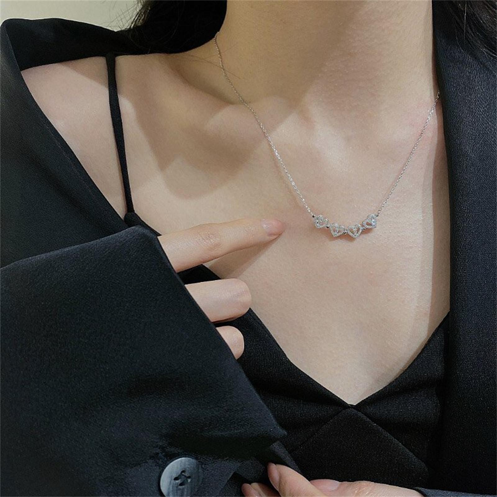 

Складное ожерелье в форме сердца «Любовь» Ожерелье «Сердце к сердцу» Подарки для женщин серебряный