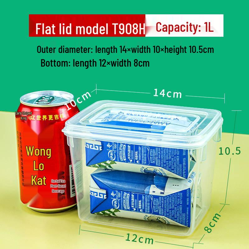 

1L Transparent Plastic Storage Box with Flat Lid for Scallions, Ginger, Garlic — Microwave & Refrigerator Safe