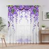 2 Pcs Elegant Purple Wisteria Sheer Curtain – Polyester Rod Pocket for Living Room Bedroom Balcony Study Decor