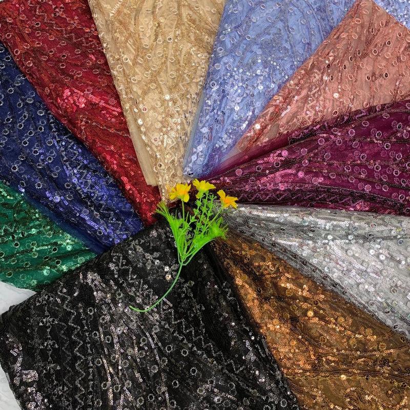 1/3Yards Luxury Sequin Beaded Lace Fabric Embroidered Tulle Mesh Fabric for Wedding Dress Evening Gown Bridal Party DIY Sewing