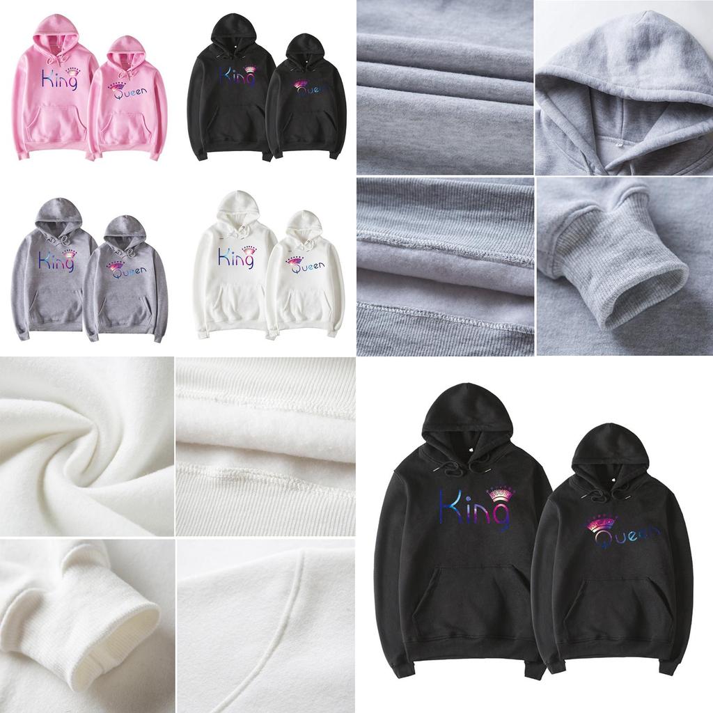 Premium Quality King Queen Matching Couple Hoodies Stylish His And Her Sweatshirts