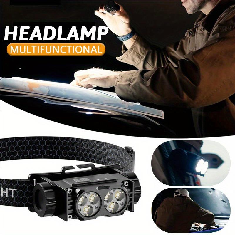 Multifunksjonell magnetisk bærbar arbeidslykt oppladbar hodelykt med 3-trinns justering for utendørs camping, løping og fiske