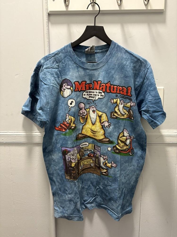 Vintage Mr Natural R Crumb Shirt Mens Large Blue Liquid Blue Comic Graphic 90s Unisex T-Shirt L
