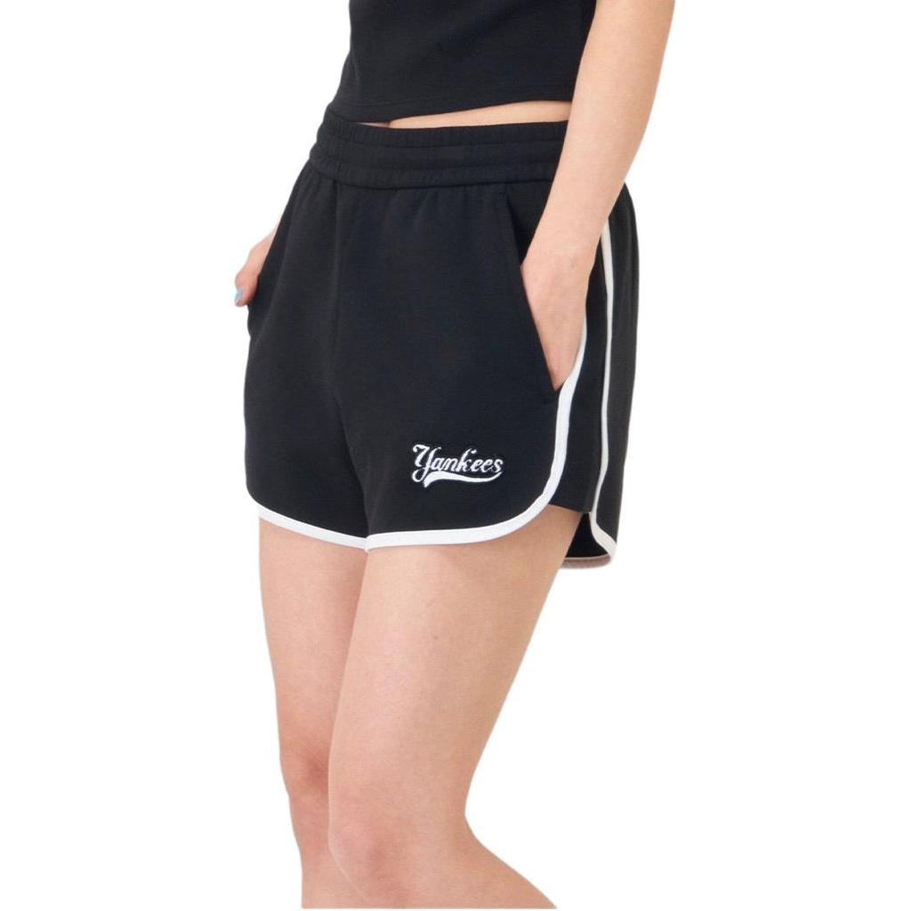 MLB New York Yankees Color Block Elastic Waist College Style Casual Shorts Women Shorts Black 3FSPV0443-50BKS