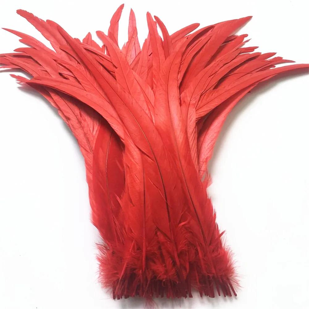 Top Quality 50 Pcs Pure White Rooster Tail Feather 30-35Cm 12-14Inch Natural Feathers Wedding Decoration Clothing Accessories
