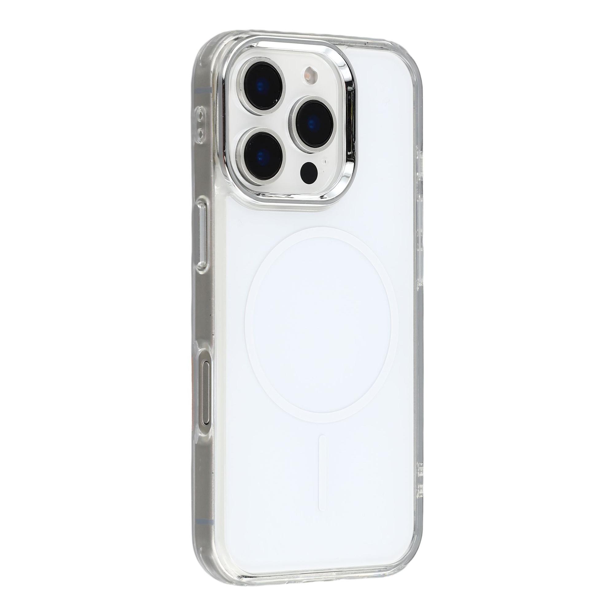 For iPhone 16 Pro Max Magnetic Case Electroplated Camera Frame TPU Acrylic Anti-drop Phone Back Cover Compatible with MagSafe