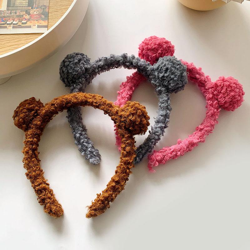 New Cute Plush Bear Ear Hair Bands Women Home Wash Face Make-up Non-slip Headband Girl Versatile Daily Hair Accessories