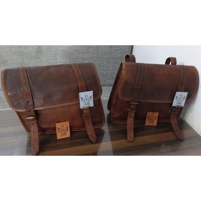 Motorcycle Saddlebag 1Pair Leather Saddlebags Panniers Brown Design