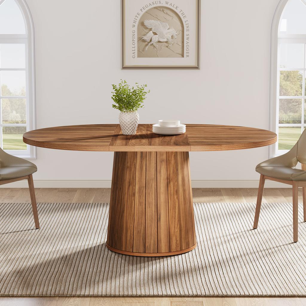 Tribesigns Oval Dining Table for 6 People, 55.11 Inch Farmhouse Wooden Dining Table, Rustic Kitchen Table with Wooden Table
