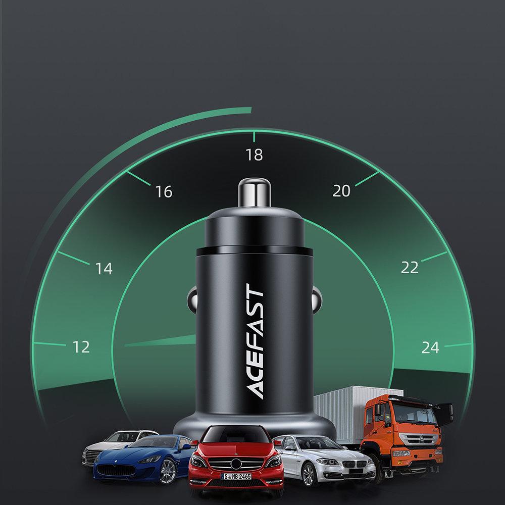 38W USBC Car Charger USB Power Delivery QC 30 Black