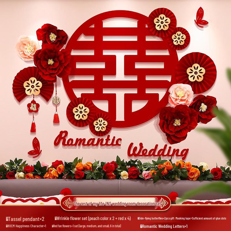Wedding Room Decoration Set: Complete Bride & Groom's Bedroom and Living Room Decor Supplies.