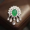 Court Retro Style Imitation Chalcedony Inlaid Zircon Fringed Brooch Elegant Atmosphere Light Luxury High-end Brooch Pin Women