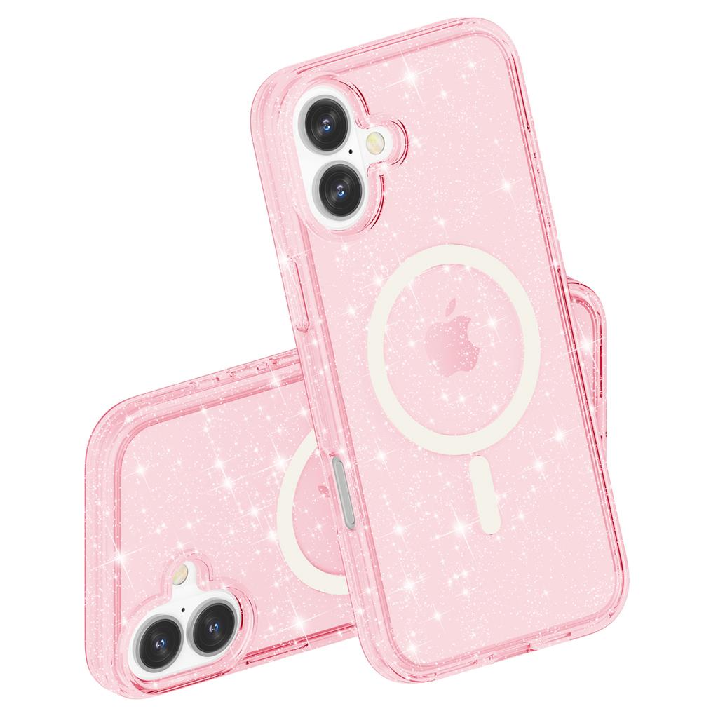 For iPhone 16 Case Compatible with MagSafe Sparkly Glitter PC+TPU Phone Cover