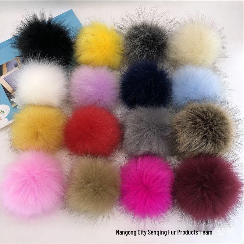 Colored 15cm Fluffy Faux Fur Fox Ball for DIY Hat Pendant
