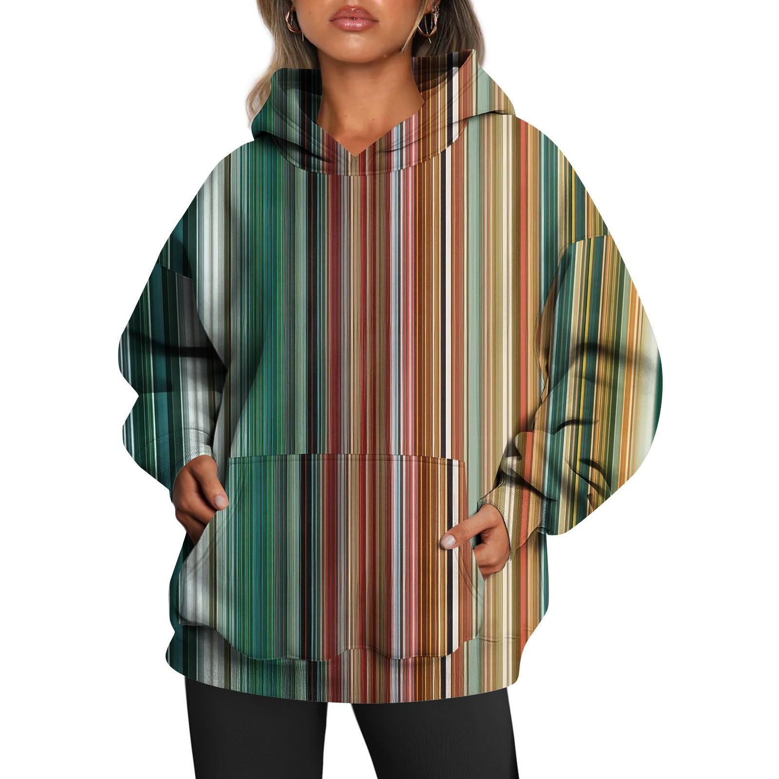 Женские толстовки с капюшоном большого размера с длинным рукавом с принтом — фото 6