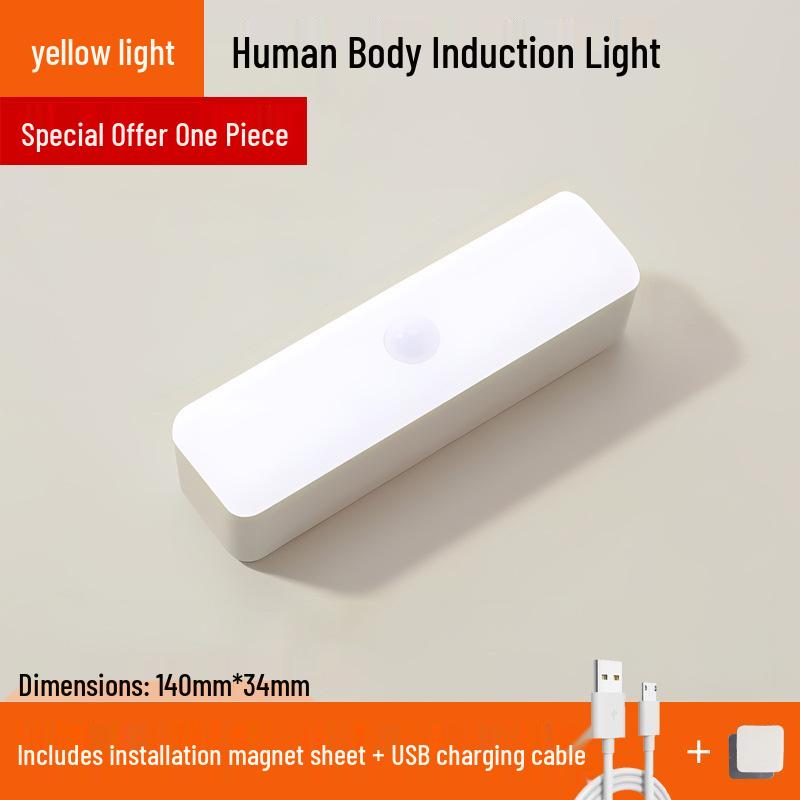 Smart Motion-Sensor LED Night Light with Wireless Charging for Hallways, Stairways, and Cabinets