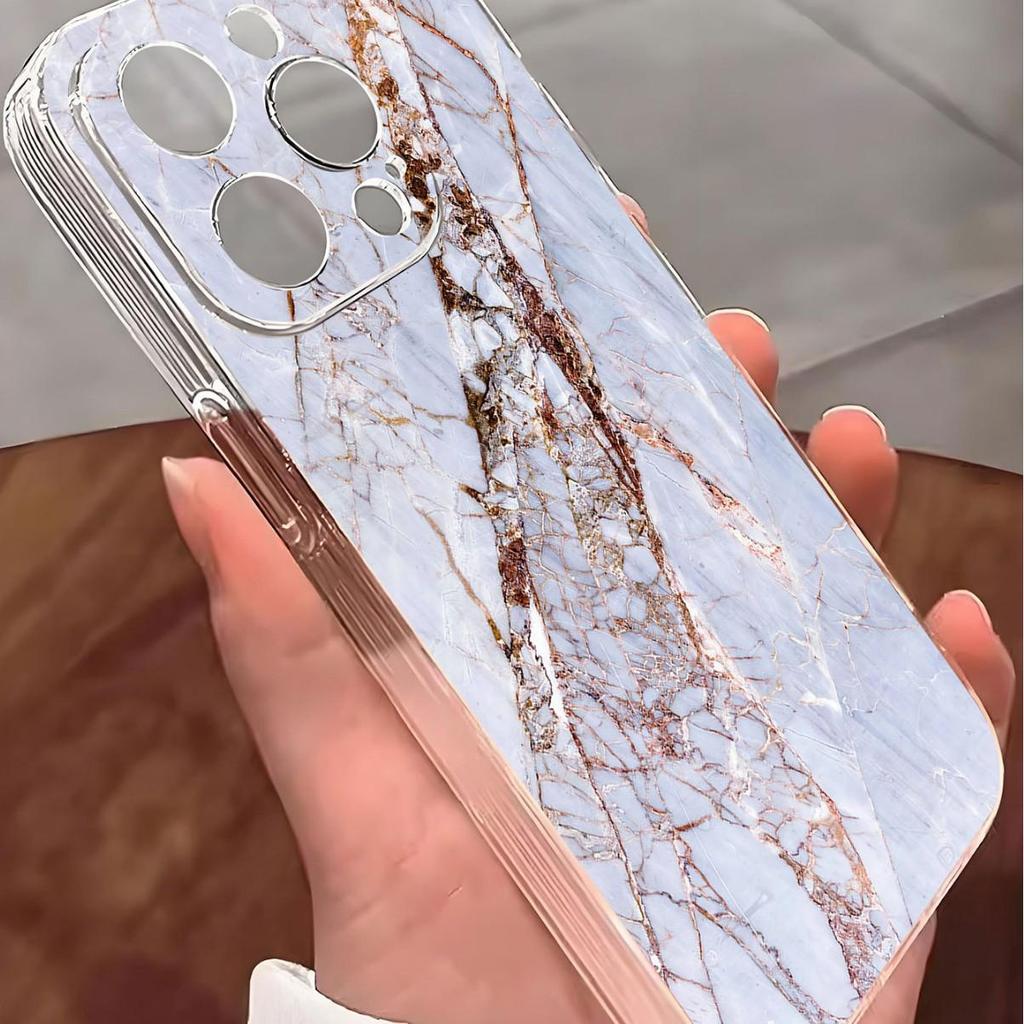 White Marble Anti-Fall Transparent Case for iPhone 14-17 Pro Max Series