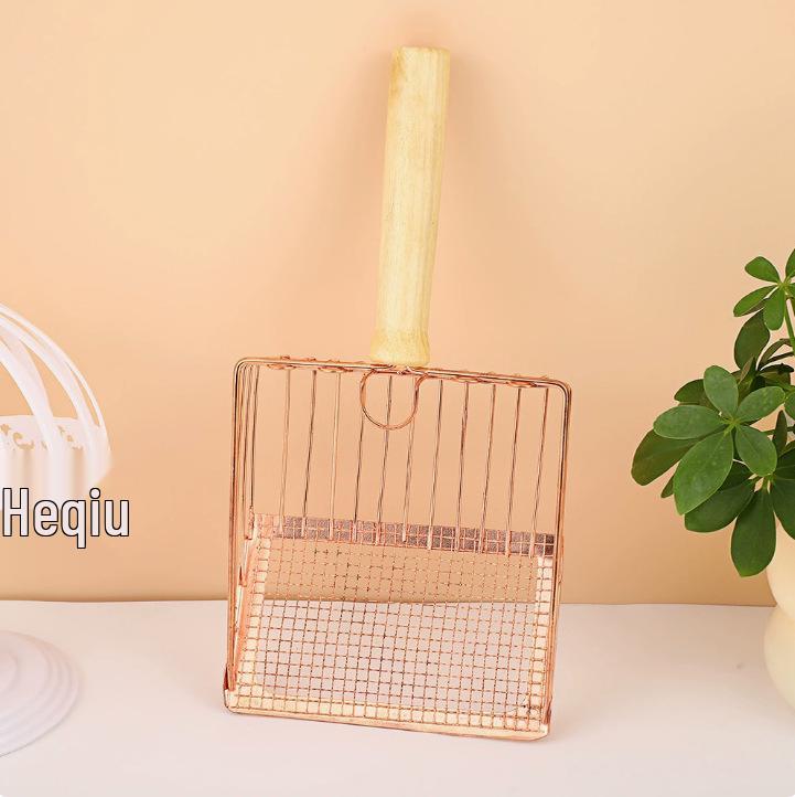 Stainless Steel & Wooden Cat Litter Scoop: Fine Mesh for Mineral & Tofu Litter, Large Poop Scooper.