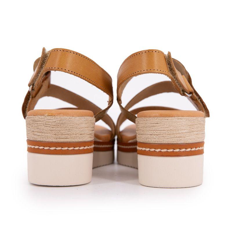 Sandales compensée cuir à scratch tan goldFemme BIOSTOCK