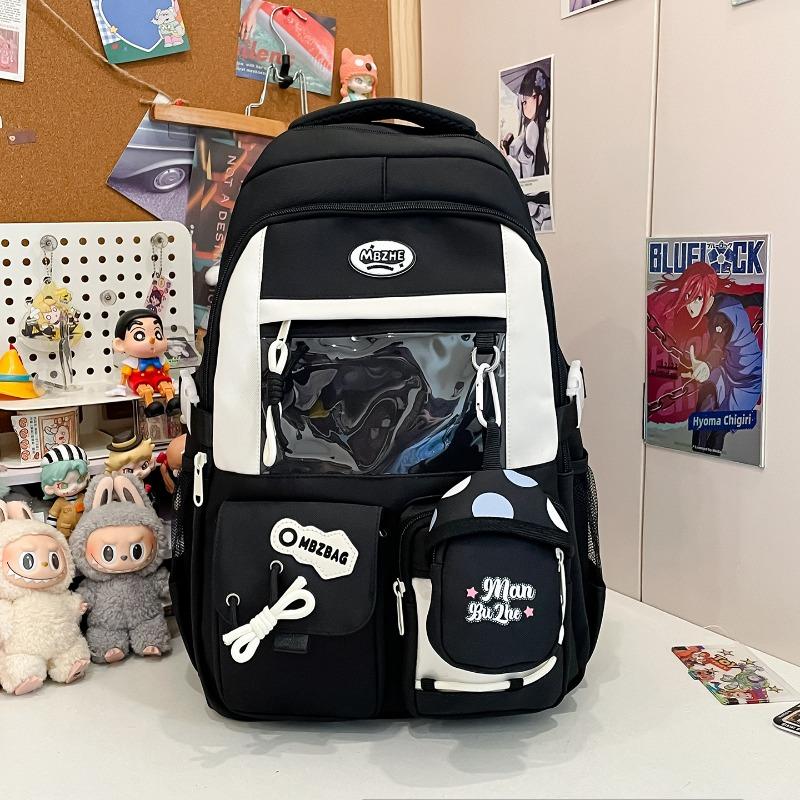 New high-value, fresh and sweet backpack, color-contrasting splicing large-capacity backpack for junior and high school students