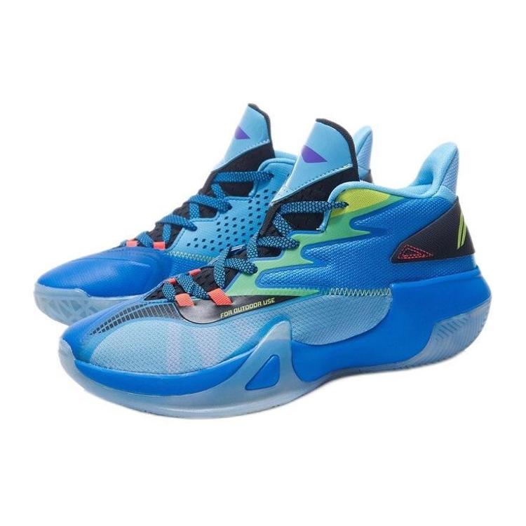 New LiNing Sprint SE Cushioning Anti Slip Wear Resistant Coverage Support Rebound Mid Top Basketball Shoes Men's Blue ABPR061-1