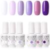 Gellen Color Gel Set Purple Tones Salon Quality 6-Color (8ml) - (Deep Purple, Lavender, Violet) - UV/LED Compatible, Soak-Off,