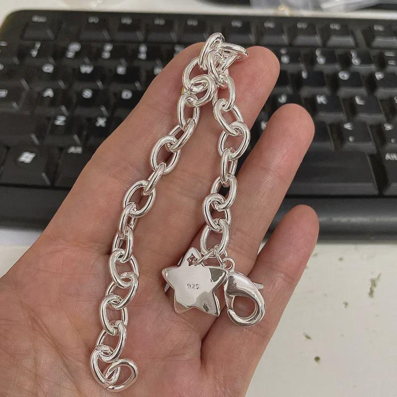 Bracelet Fermoir Crevette Étoile Porte-Bonheur Plaqué Argent 925