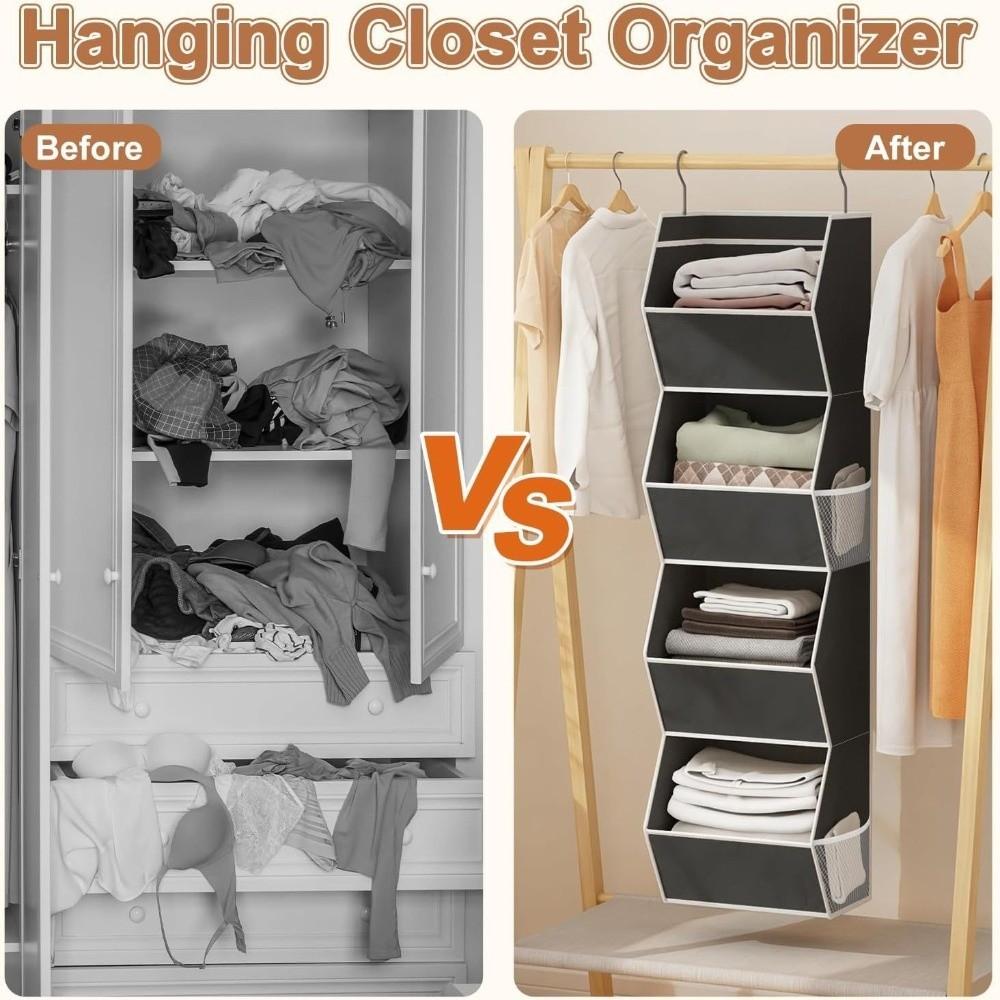 4 Tier Closet Storage Shelf Anti-Sagging Storage Bin Durable Clothes Storage Organizer Bedroom