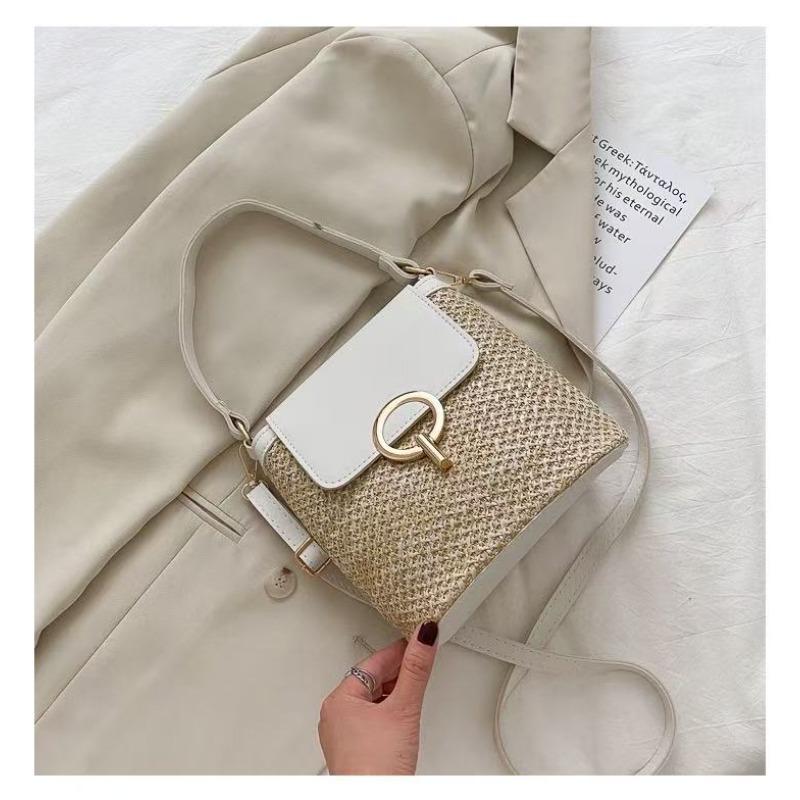 

Летняя новая соломенная плетеная сумка Cross, женская ручная сумка, плетеная праздничная модная сумка-ведро белый