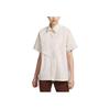 Nike Sportswear Collection Solid Color Woven Short Sleeve Shirt Women Tops Light-Redwood-Brown FB8293-104