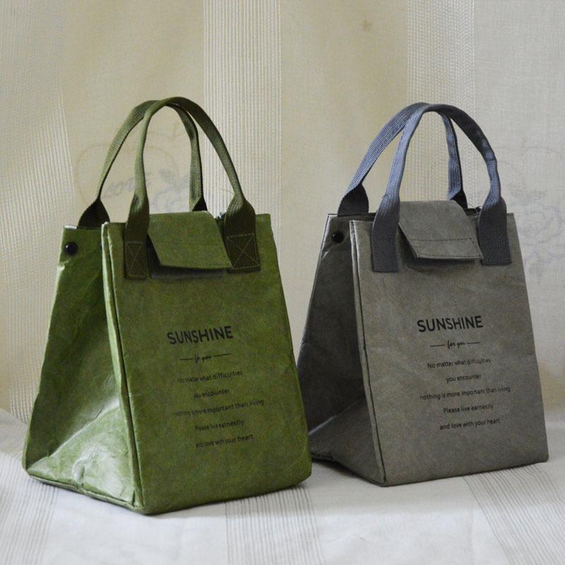 Paper Lunch Bag Waterproof Insulation Bag Lengthen and Thicken Aluminum Foil Japanese Handbag Office Worker Student CLE
