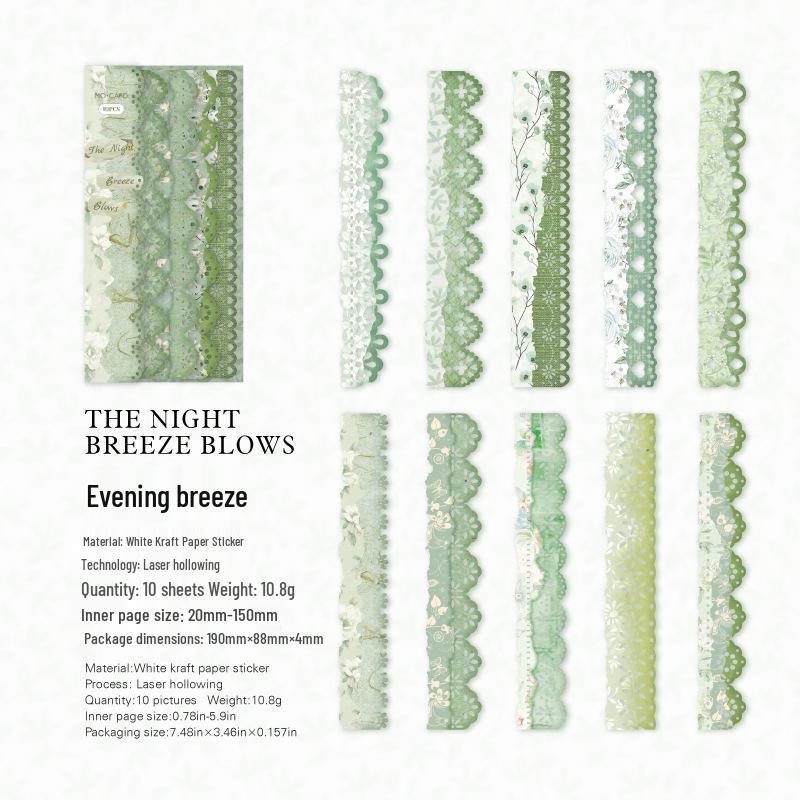 MòMò Retro Lace Hollow Stickers - Rain Dye Series for DIY Journals and Collage