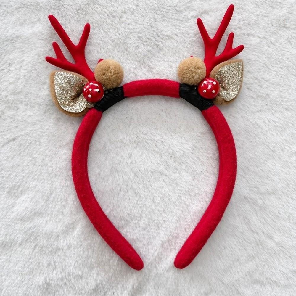 Snowflake Reindeer Antlers Headband Plush Xmas Headwear Atmosphere Christmas Headband New Year