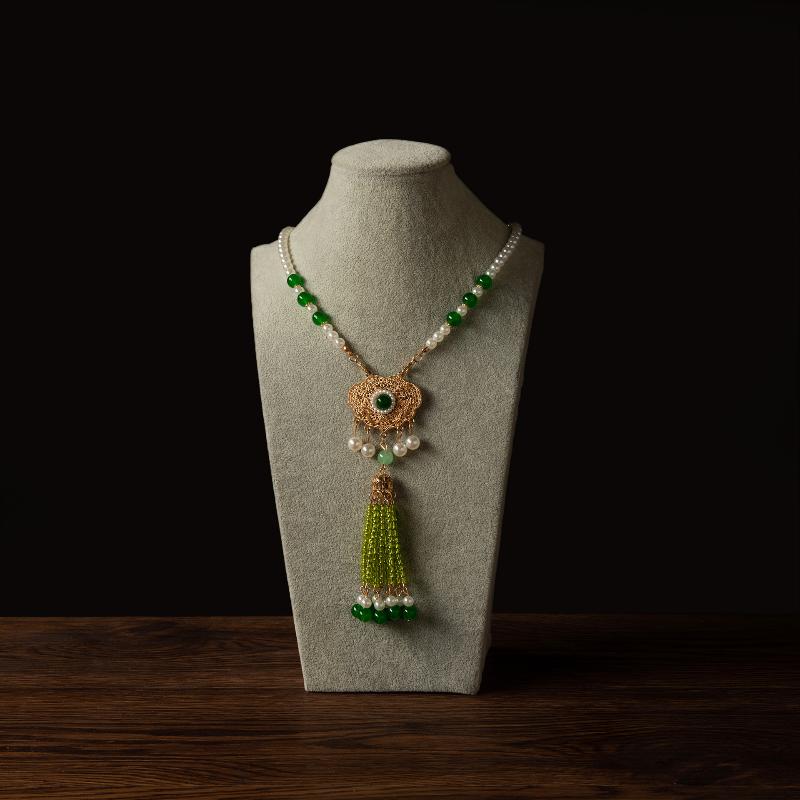 Hanfu Tassels Necklace Long Chain Vintage Chinese Necklace Tang Ming Dynasty Hanfu Pendant Necklace For Women Girl