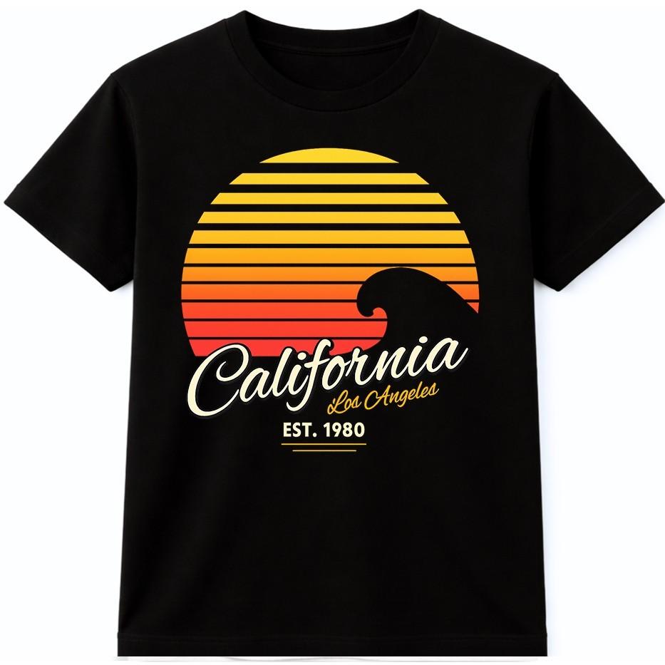 California T Shirt Los Angeles Retro Sunset Wave Vintage Beach Graphic Tee S разноцветный