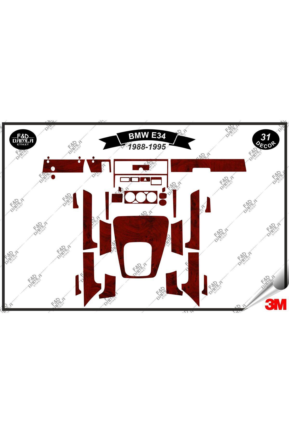 

Bmw E 34 1988-1995 Torpido Konsol Trim Göğüs Maun Kaplama Set 31 Parça Maun