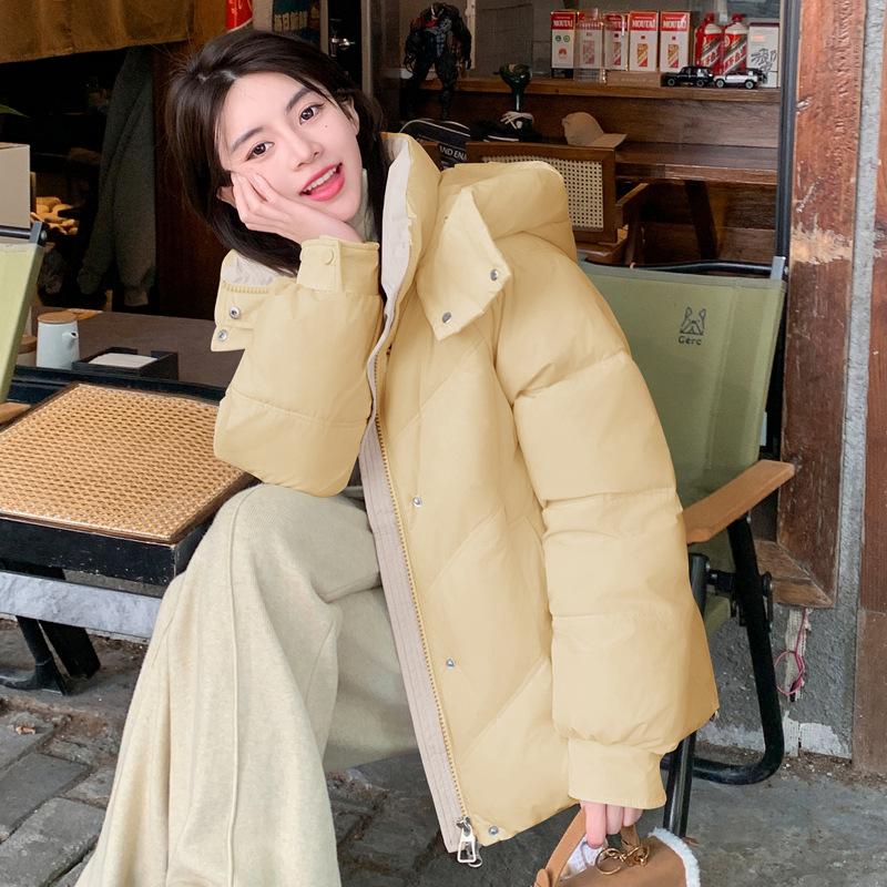 

Пуховик и хлопковая куртка женская зима 2025 новая свободная и универсальная корейский шик нишевый нежный стиль с капюшоном стеганая куртка куртка XL жёлтый