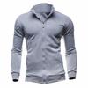 Men Coat Solid Color Slim Streetwear Zipper Ribbed Bottom Sweatshirt for Daily Wear