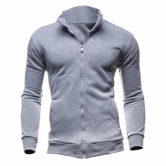 Men Coat Solid Color Slim Streetwear Zipper Ribbed Bottom Sweatshirt for Daily Wear