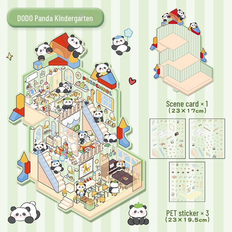 3D Cute Cartoon Hut Landscaping Stickers for Decompression and Scrapbooking