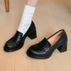 Scarpe décolleté da donna in finta pelle scamosciata marrone retrò, moda, punta tonda, tacco grosso, plateau, mocassini, eleganti, per commuting, scarpe da ufficio Zapatos De Mujer